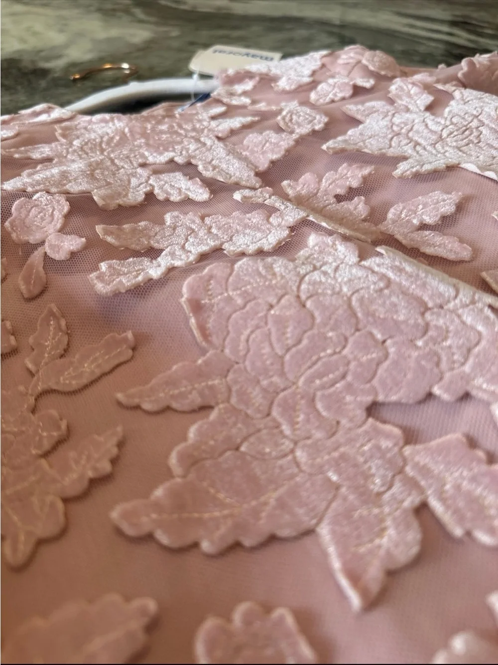 Mayoral Dusty Pink Floral Lace Tiered Long-Sleeve Dress. Size 5 T no tag .